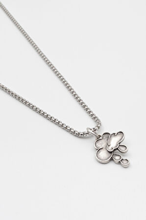 Bulut ve Yağmur Damlası Örme Zincir Kolye - Antik Gümüş Kaplama - Kadın Erkek - 60 cm