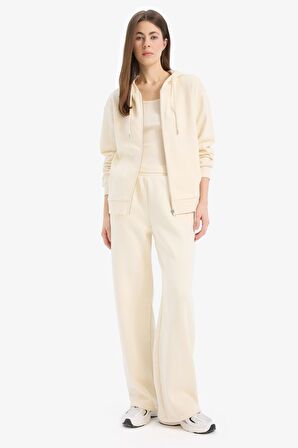 DeFacto Straight Fit Kalın Eşofman Altı Cepli Beli Lastikli Basic Düz Yüksek Bel Geniş Bol Paça B8571AX25SPBG759