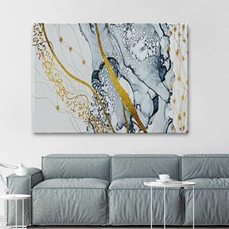 Mavi ve Altın Sarısı Renklerınde Soyut Modern Kanvas Tablo-5033