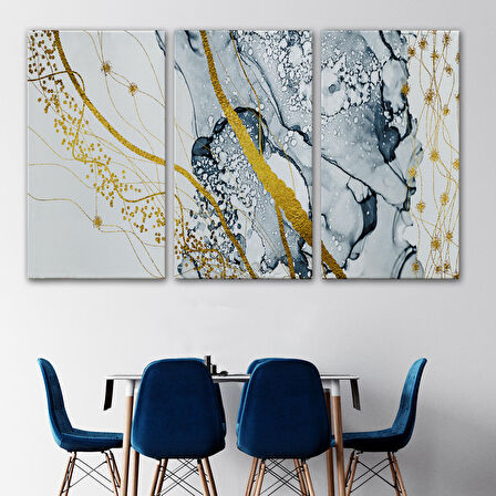 Mavi ve Altın Sarısı Renklerınde Soyut Modern Kanvas Tablo-5033