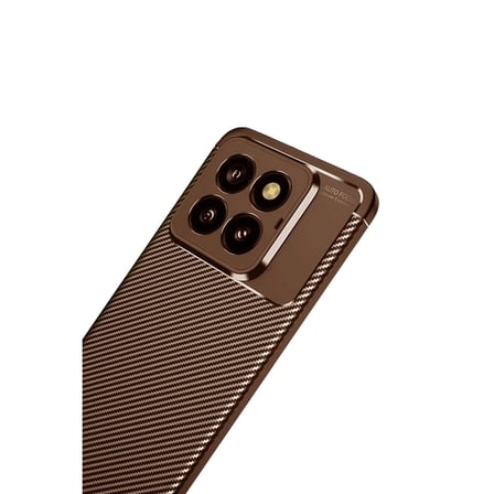 Xiaomi Mi 14T Pro Kılıf Auto Focus Karbon Kapak - Kahverengi