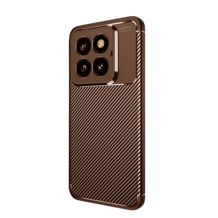 Xiaomi Mi 14T Pro Kılıf Auto Focus Karbon Kapak - Kahverengi