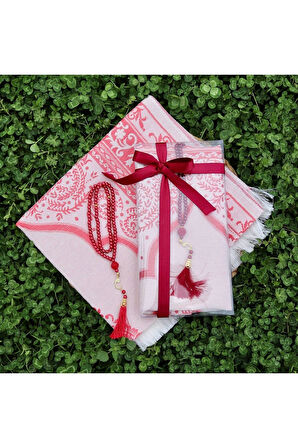 Hediyelik Pamuklu Seccade Seti S1004 Siyah