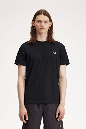 Fred Parry Erkek Siyah Logo Detaylı T-shirt