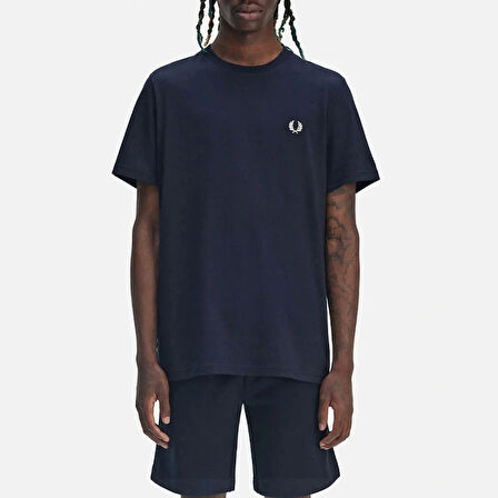 Fred Parry Erkek Lacivert Logo Detaylı T-shirt