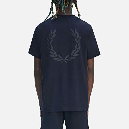 Fred Parry Erkek Lacivert Logo Detaylı T-shirt