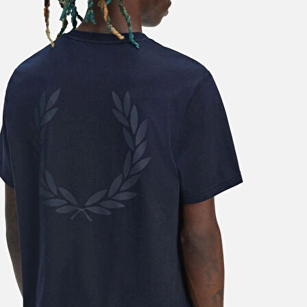 Fred Parry Erkek Lacivert Logo Detaylı T-shirt