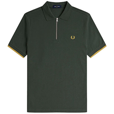 Fred Parry Erkek Yeşil Logo Detaylı T-shirt