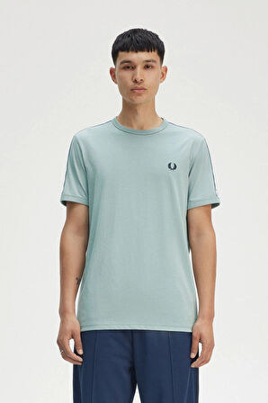 Fred Parry Erkek Mavi Logo Detaylı T-shirt