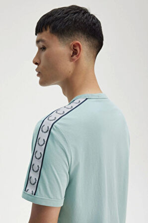 Fred Parry Erkek Mavi Logo Detaylı T-shirt