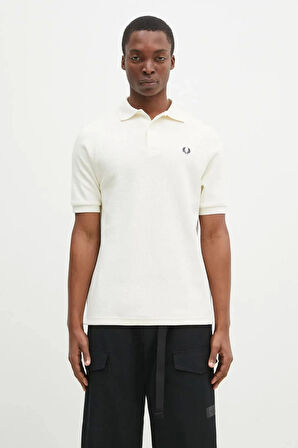 Fred Parry Erkek Ekru Logo Detaylı Polo Yaka T-shirt
