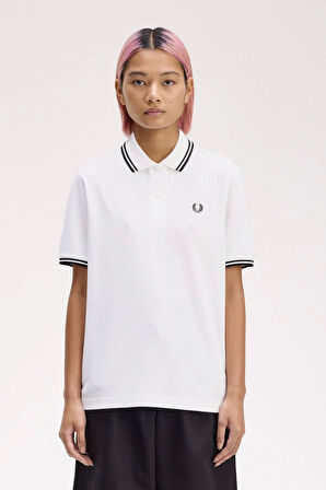 Fred Parry Kadın Beyaz Polo Yaka T-shirt