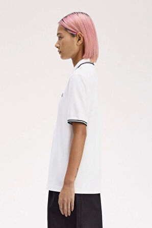 Fred Parry Kadın Beyaz Polo Yaka T-shirt