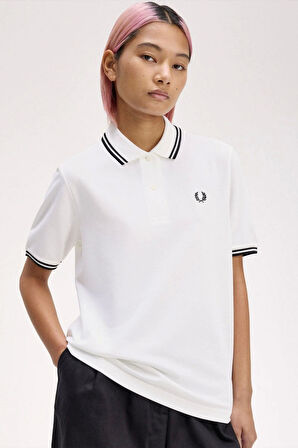 Fred Parry Kadın Beyaz Polo Yaka T-shirt