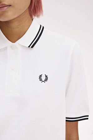 Fred Parry Kadın Beyaz Polo Yaka T-shirt