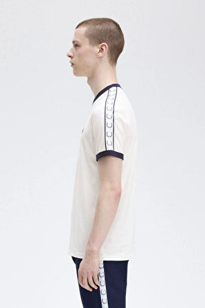 Fred Parry Erkek Beyaz Logo Detaylı T-shirt