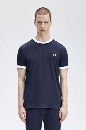 Fred Parry Erkek Lacvert Logo Detaylı T-shirt
