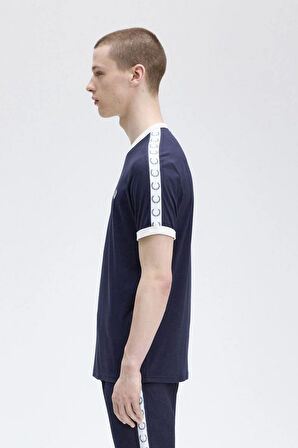 Fred Parry Erkek Lacvert Logo Detaylı T-shirt