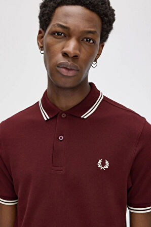 Fred Parry Erkek Bordo Polo Yaka T-shirt