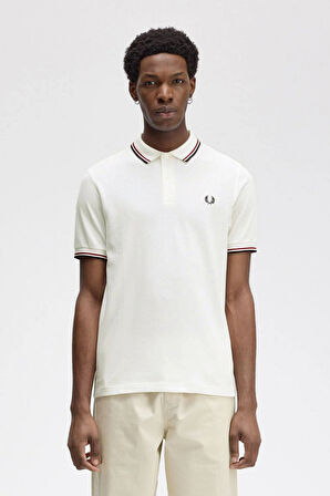 Fred Parry Erkek Beyaz Polo Yaka T-shirt