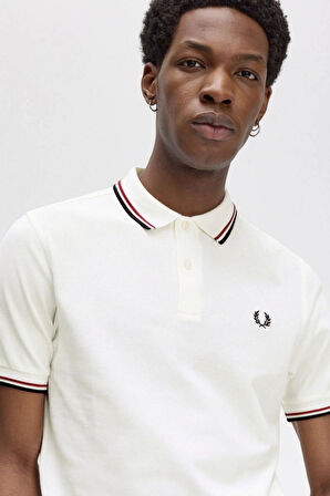 Fred Parry Erkek Beyaz Polo Yaka T-shirt