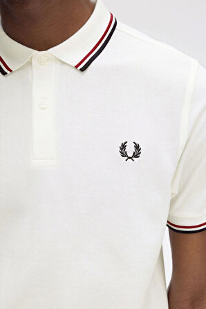 Fred Parry Erkek Beyaz Polo Yaka T-shirt
