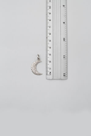 Ay Örme Zincir Kolye - Antik Gümüş Kaplama - Kadın Erkek - 60 cm
