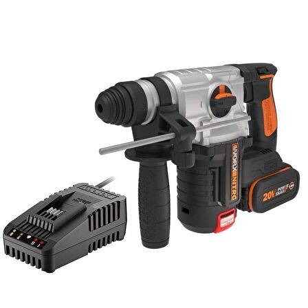 WORX WX380.9C 20Volt 2.0Ah. 2.2J Li-ion Tek Akülü Şarjlı Profesyonel SDS-Plus Pnömatik Kırıcı/Delici 