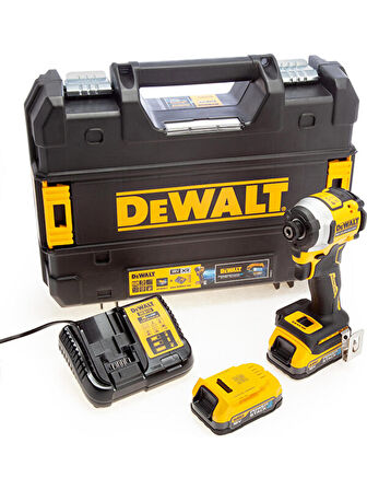 Dewalt DCF850E2T 18V 1.7AH Li-Ion Power Stack Kömürsüz Çift Akülü Darbeli Tornavida