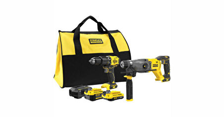 Stanley SFMCK216MDS 18V FATMAX® V20 Kömürsüz Darbeli Matkap ve SDS-Plus Kırıcı (1x4.0 Ah), (1x2.0 Ah)