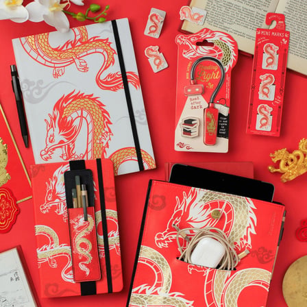 IF Bookaroo Defter ve Ajandaya Takılan Lastikli Lüks Kalemlik - Kitap Aksesuarı Kalem Kesesi Pen Pouch - Warrior Dragon