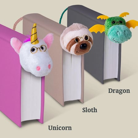 IF Booktails Gözlüklü Pelüş Hayvan Figürlü Kitap Ayracı - Eğlenceli Çocuk ve Doğum Günü Hediyesi - Unicorn