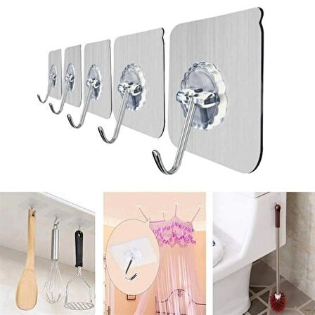 caselka® Süper Güçlü Yapışkanlı Suya Dayanıklı Şeffaf Askı 5li Set Yeniden Kullanılabilir Kancalar