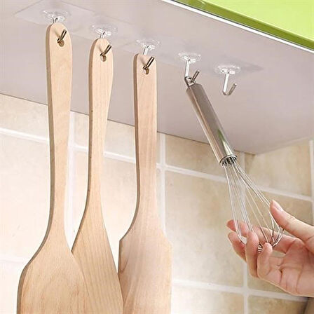 caselka® Süper Güçlü Yapışkanlı Suya Dayanıklı Şeffaf Askı 5li Set Yeniden Kullanılabilir Kancalar