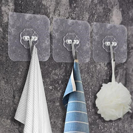 caselka® Süper Güçlü Yapışkanlı Suya Dayanıklı Şeffaf Askı 5li Set Yeniden Kullanılabilir Kancalar