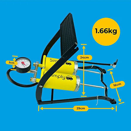 Simply Brands Basinç Göstergeli Çift Pistonlu Ayak Pompasi