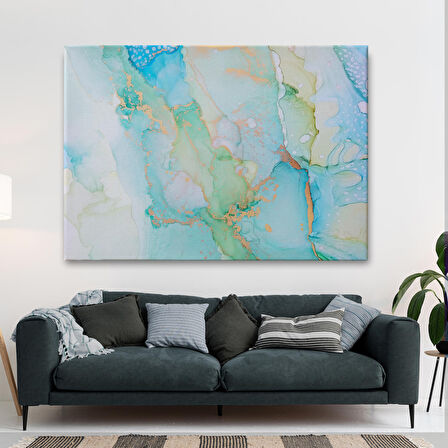 Mürekkep ve Alkol Elementleri ile Mermer Deseni Verilmiş Kanvas Tablo-5037