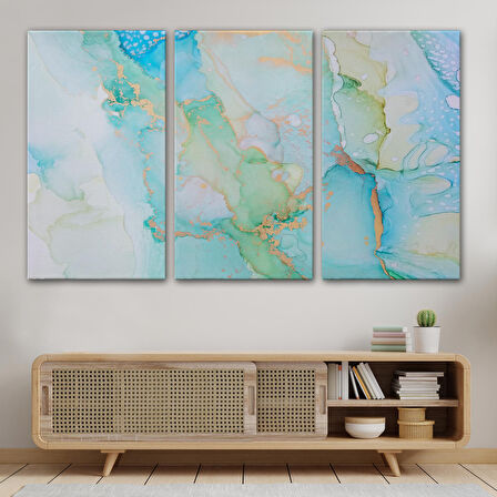 Mürekkep ve Alkol Elementleri ile Mermer Deseni Verilmiş Kanvas Tablo-5037