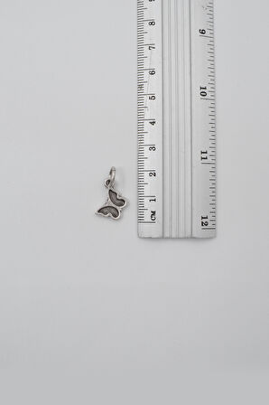 Minimalist Kelebek Siyah Deri İp Kolye - Antik Gümüş Kaplama - Kadın Erkek - 60 cm