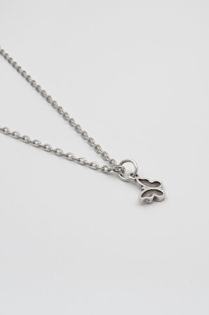 Minimalist Kelebek Düz Ezme Zincir Kolye - Antik Gümüş Kaplama - Kadın Erkek - 60 cm