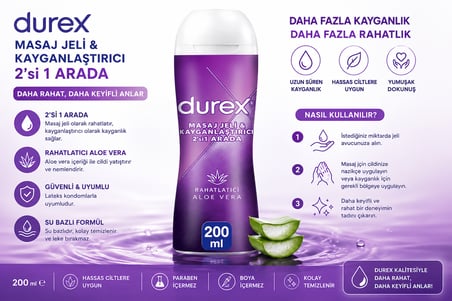 Durex Play Masaj Jeli ve Kayganlaştırıcı Aloe Verali 200 Ml