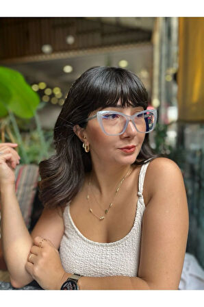 Füme Rebk Köşeli Çekik Cat Eye Kadın Mavi Işık Korumalı Gözlük Optik Cam Uyumlu