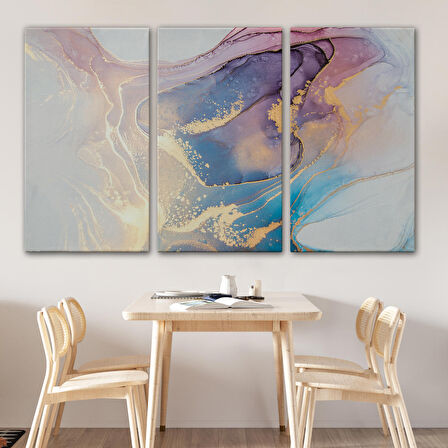 Mürekkep ve Alkol Elementleri ile Mermer Deseni Verilmiş Kanvas Tablo-5039