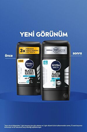 Nivea MEN Erkek Stick Deodorant Black&White Invisible Fresh 50ml, 72 Saat Anti-perspirant Ter Koruması