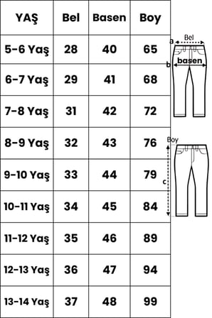 Kız Çocuk Pantolon Gabardin Geniş Paça Pantolon 4-11 Yaş