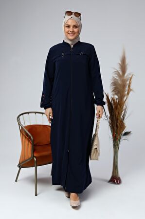 Kadın Büyük Beden Ferace Kolları Düğme Detaylı Yazlık