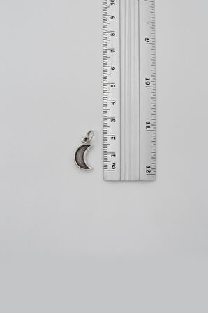 Minimali Ay Düz Ezme Zincir Kolye - Antik Gümüş Kaplama - Kadın Erkek - 60 cm
