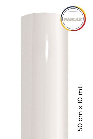 Parlak Beyaz Yapışkanlı Kaplama Folyosu 50 CM  X 10 MT