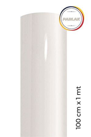 Parlak Beyaz Yapışkanlı Kaplama Folyosu 100 CM  X 1 MT
