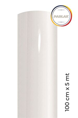 Parlak Beyaz Yapışkanlı Kaplama Folyosu 100 CM  X 5 MT